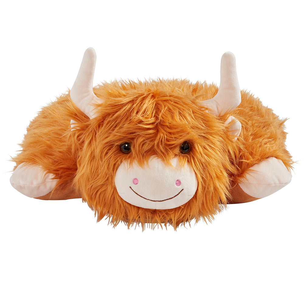 Pillow Pets Highland Cow big eyes and friendly smile for cozy evenings