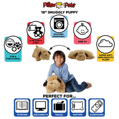 Pillow Pets Snuggly Puppy geared as a travel-friendly companion.