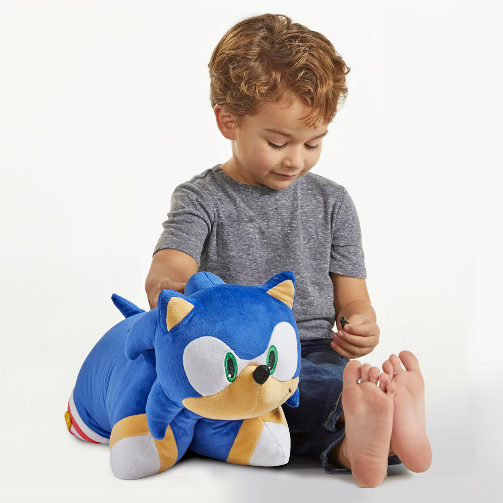 Close-up of soft fabric on Sonic Pillow Pets for cuddling.