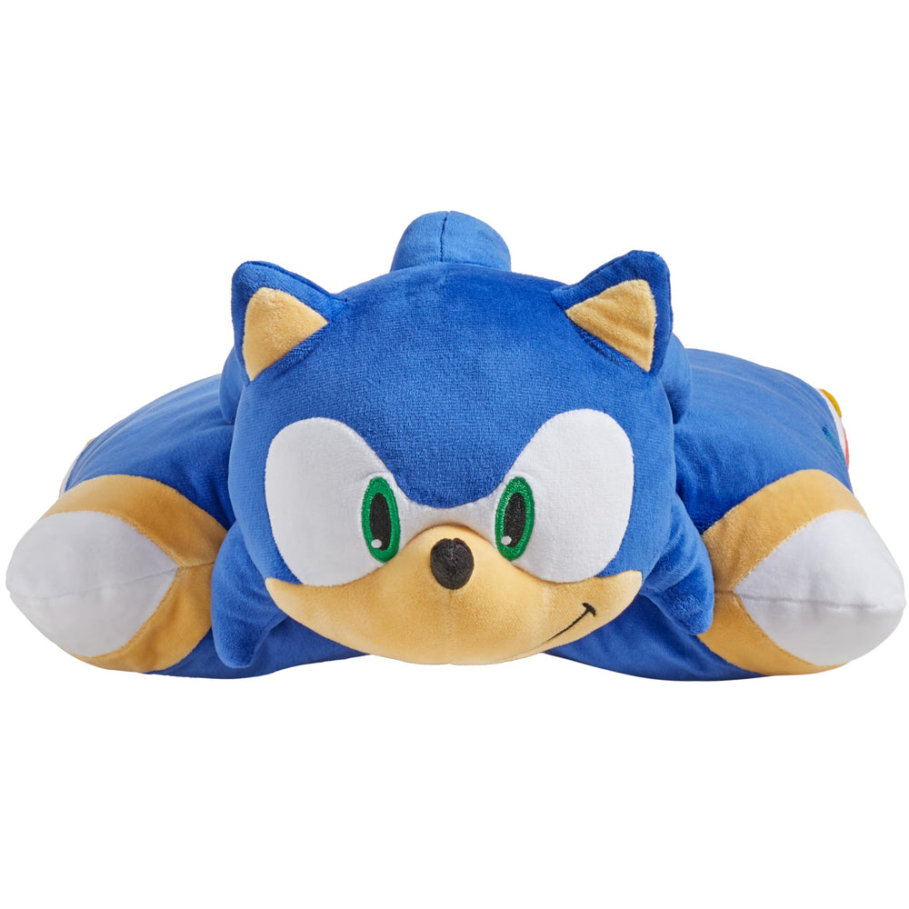 Sonic Hedgehog Pillow Pets transforms into a comfy pillow for bedtime.