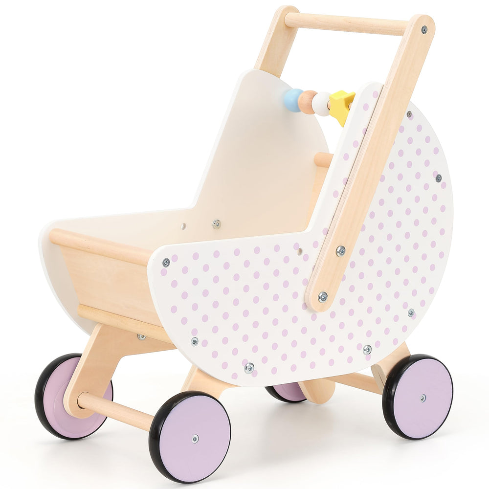 Pillowhale walker pram front view highlighting stable first steps and push play