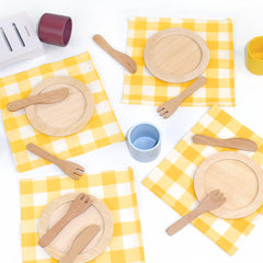 Pillowhale wooden plates designed for little hands and imaginative role-play