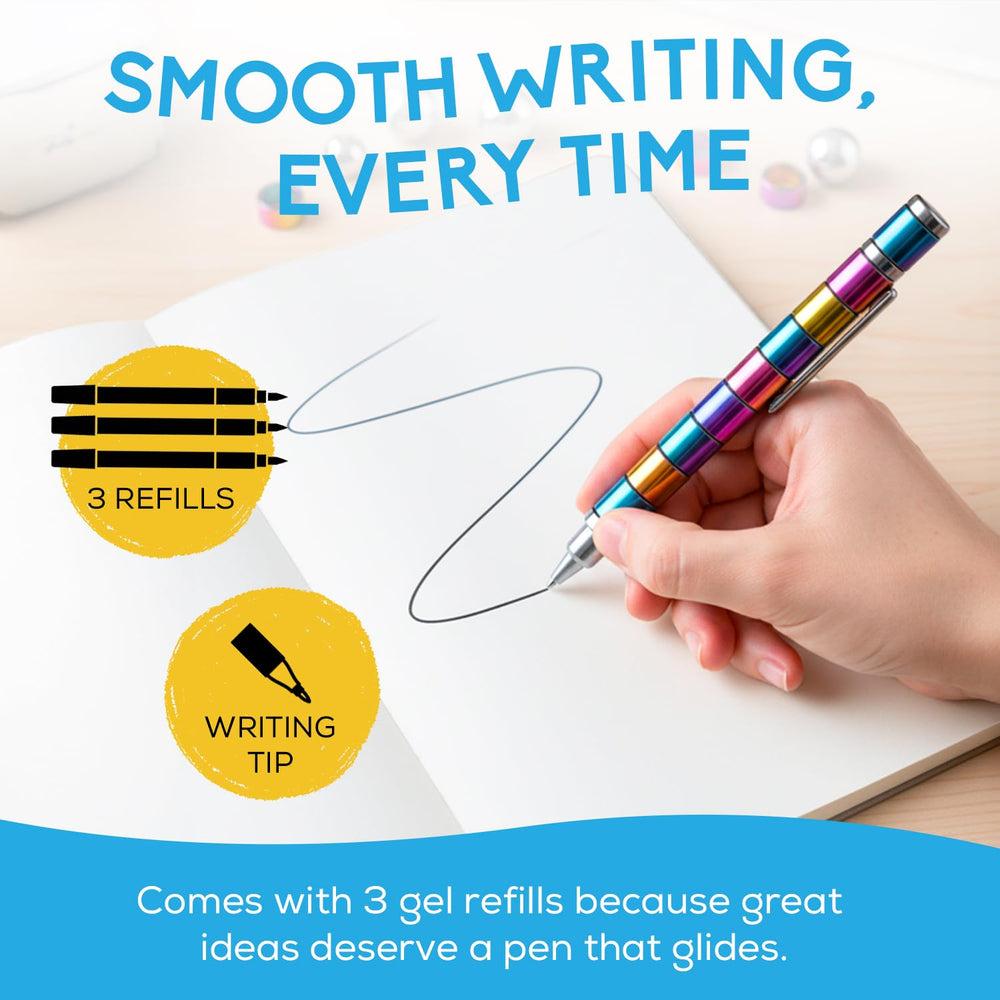 PILPOC Fidget Pen in desk use for focused note taking and drawing.