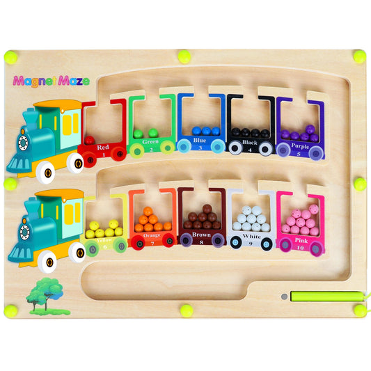 Pincush magnetic color-number maze board for fine motor skills during play