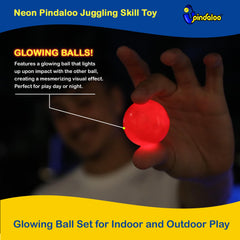 Pindaloo neon LED ball catch trick highlights playful skill-building and focus