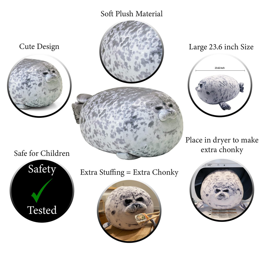 Pineapple Plush Seal Pillow front view highlighting its giant size for comfort