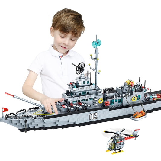 PinkBee battleship 8-in-1 warship assembly sparks creative play.