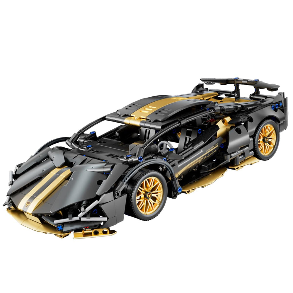 PinkBee Sport Car front view showing black body and gold accents with detailed proportions.