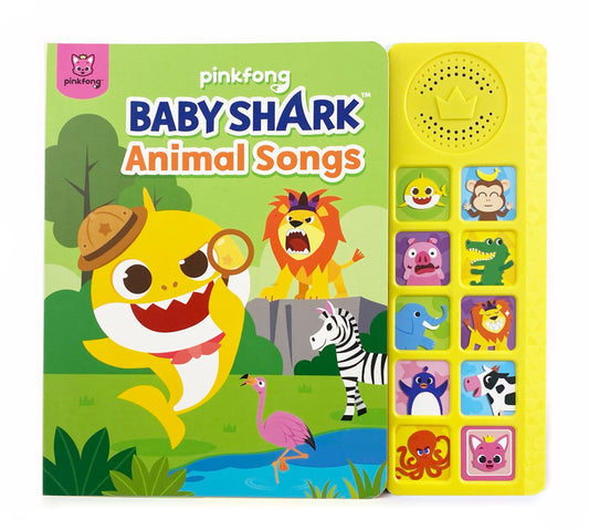 Pinkfong Baby Shark Animal Songs 10 Button Panel cover showing colorful design for early learning