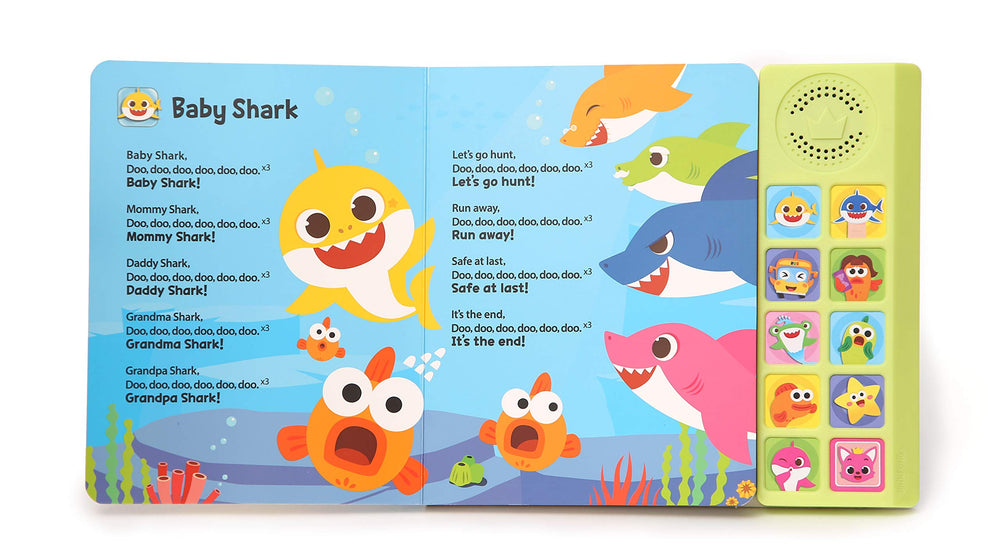 Gift-ready Pinkfong Baby Shark sound book packaging for birthdays and parties.