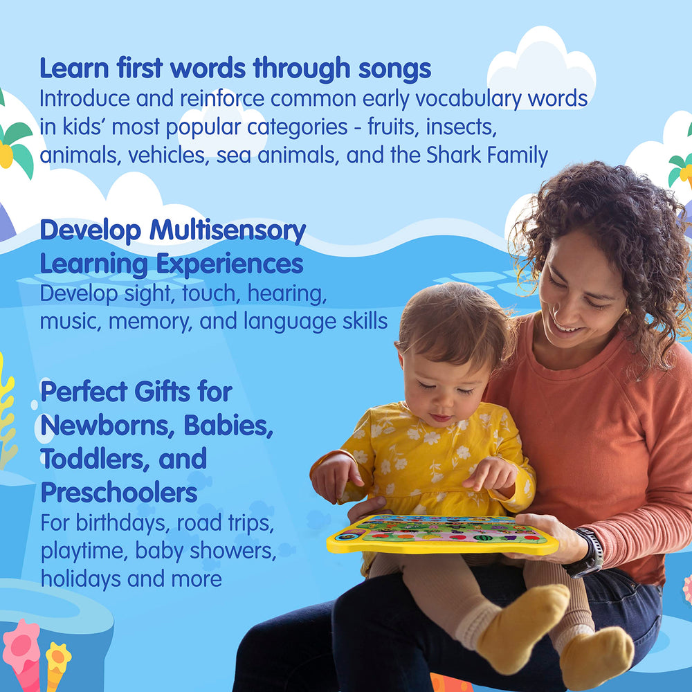 Pinkfong Baby Shark learning playset is used during calm at-home sessions.