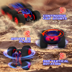 pinkking two-sided stunt car flipping across walls and floors