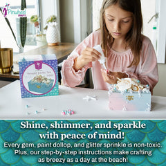 Pinwheel Crafts Mermaid DIY Jewelry Box Kit shells and ceramic starfish bring coastal charm