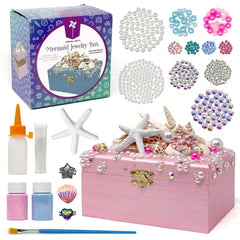 Pinwheel Crafts Mermaid DIY Jewelry Box Kit wooden box assembly inspires creative decorating for kids