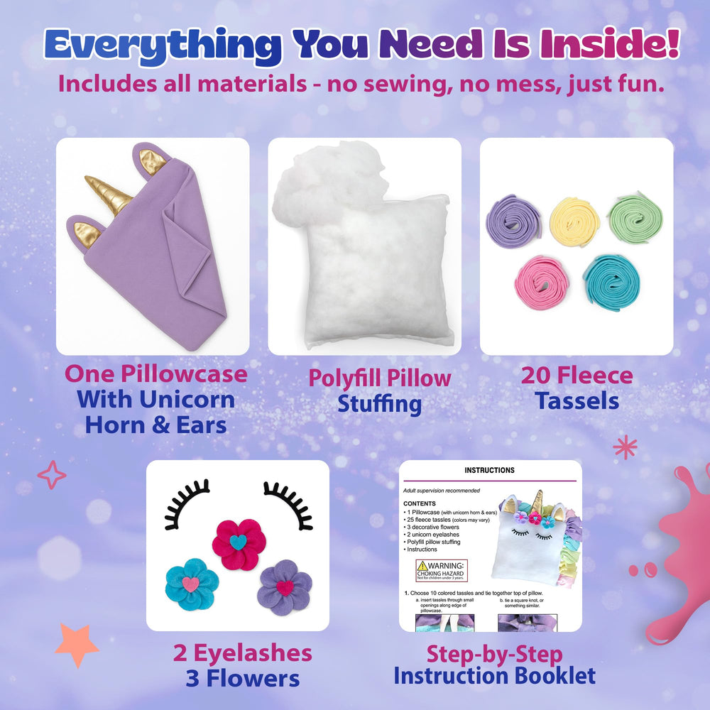 Pinwheel Crafts Unicorn Pillow Kit decorative eyelashes add playful facial details
