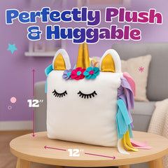 Pinwheel Crafts Unicorn Pillow Kit ideas for room decor and unicorn-themed displays.