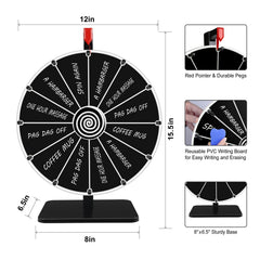 Pionites dry erase surface enables quick prize updates and colorful spins.