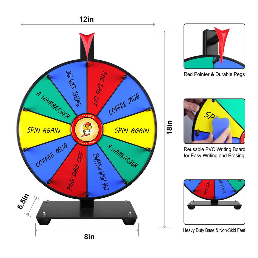 Pionites prize wheel assembly simplifies setup in minutes with a 2-step design.