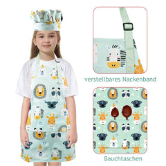 Pipoobear kids apron with adjustable neck strap for a comfortable fit.