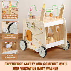 Pithfor baby walker with mirror encouraging self-recognition during play
