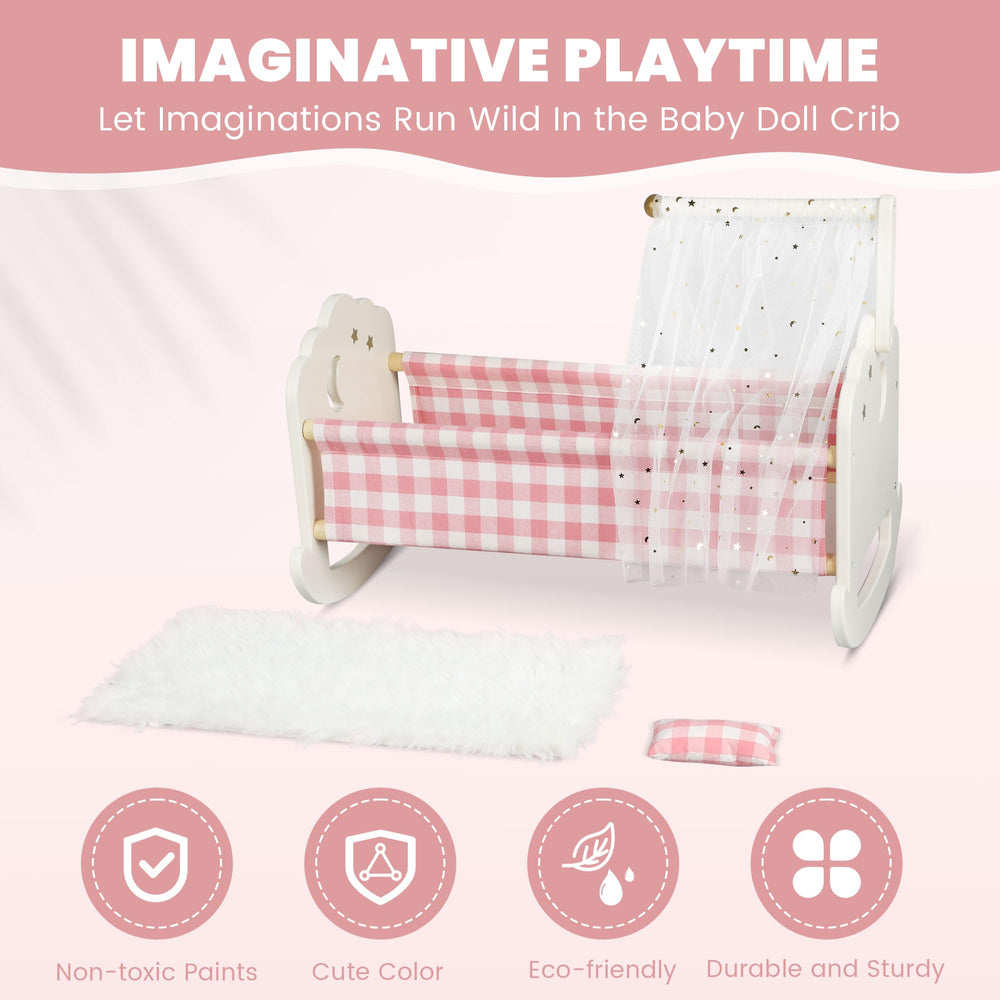 Pithfor complete doll crib set includes all essential pieces for setup.