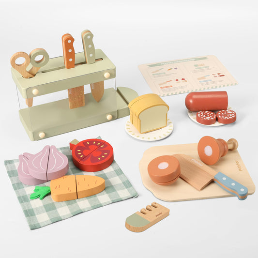 Pithfor Play Knife Set with Santoku knife for imaginative play and fine motor practice.