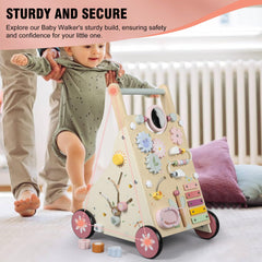 Pithfor wooden baby walker shape sorter promotes problem-solving during play.