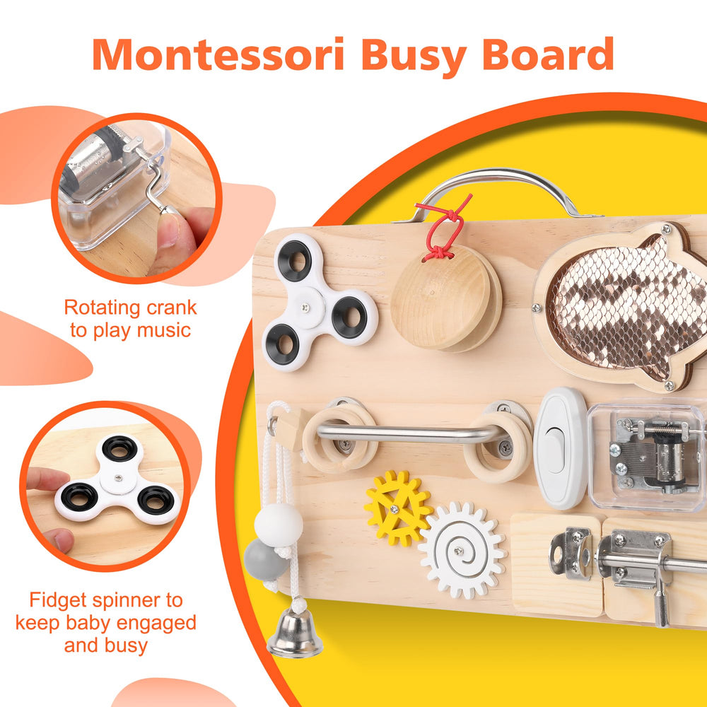 Pithfor wooden busy board travel-friendly design for on-the-go learning.