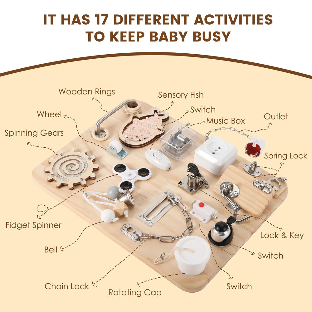 Pithfor busy board zippers provide tactile exploration and self-help skill practice