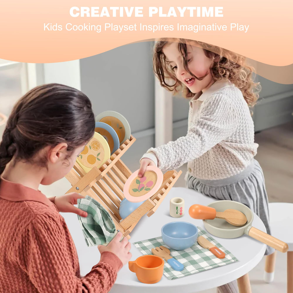 Pithfor wooden pan component invites kids to role-play cooking and sensory exploration.