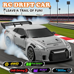PIWIJOY RC Drift Car with tri-zone LED lights, night racing appeal.