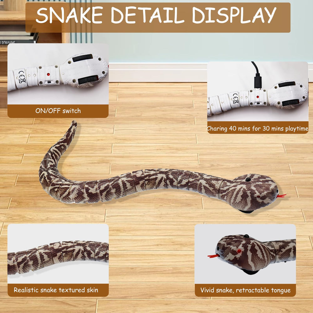 Pixibond snake features retractable tongue and swinging tail for realism.