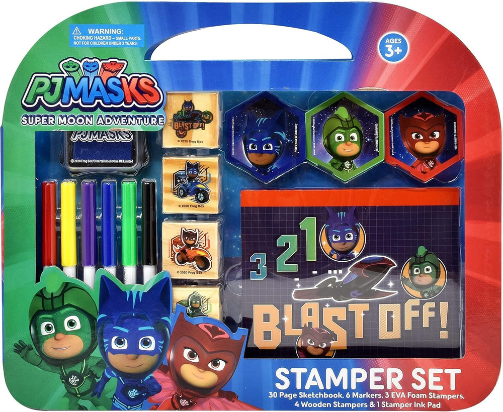 PJ Masks 6-color markers for bold lines and smooth coloring in fun character designs.