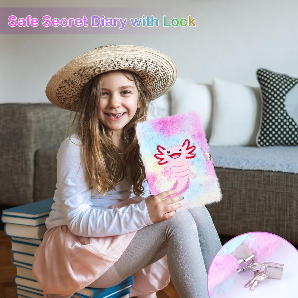 PJDRLLC Axolotl coin purse beside diary, perfect small treasure holder.