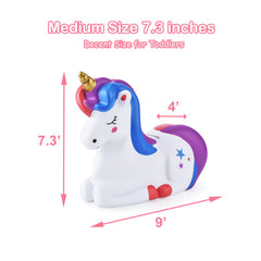 PJDRLLC Unicorn Piggy Bank purple with alphabet stickers for personalization