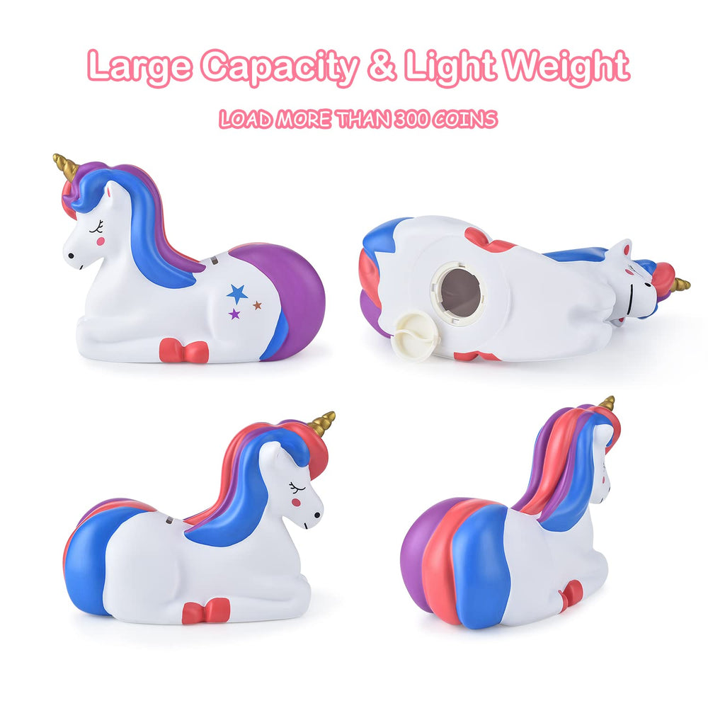 PJDRLLC Unicorn Piggy Bank purple bottom with built-in money retrieval knob