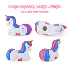 PJDRLLC Unicorn Piggy Bank purple bottom with built-in money retrieval knob