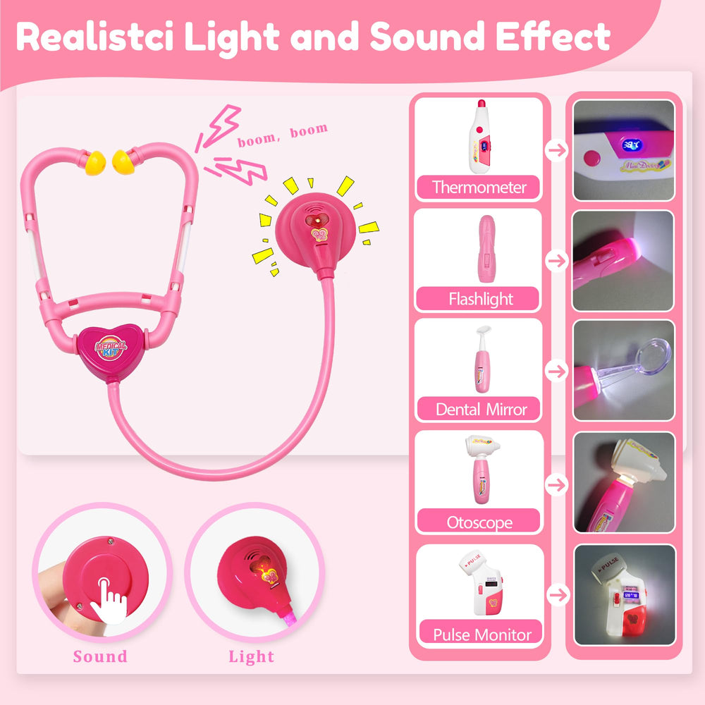 PJG doctor kit otoscope lights up during ear checks in play