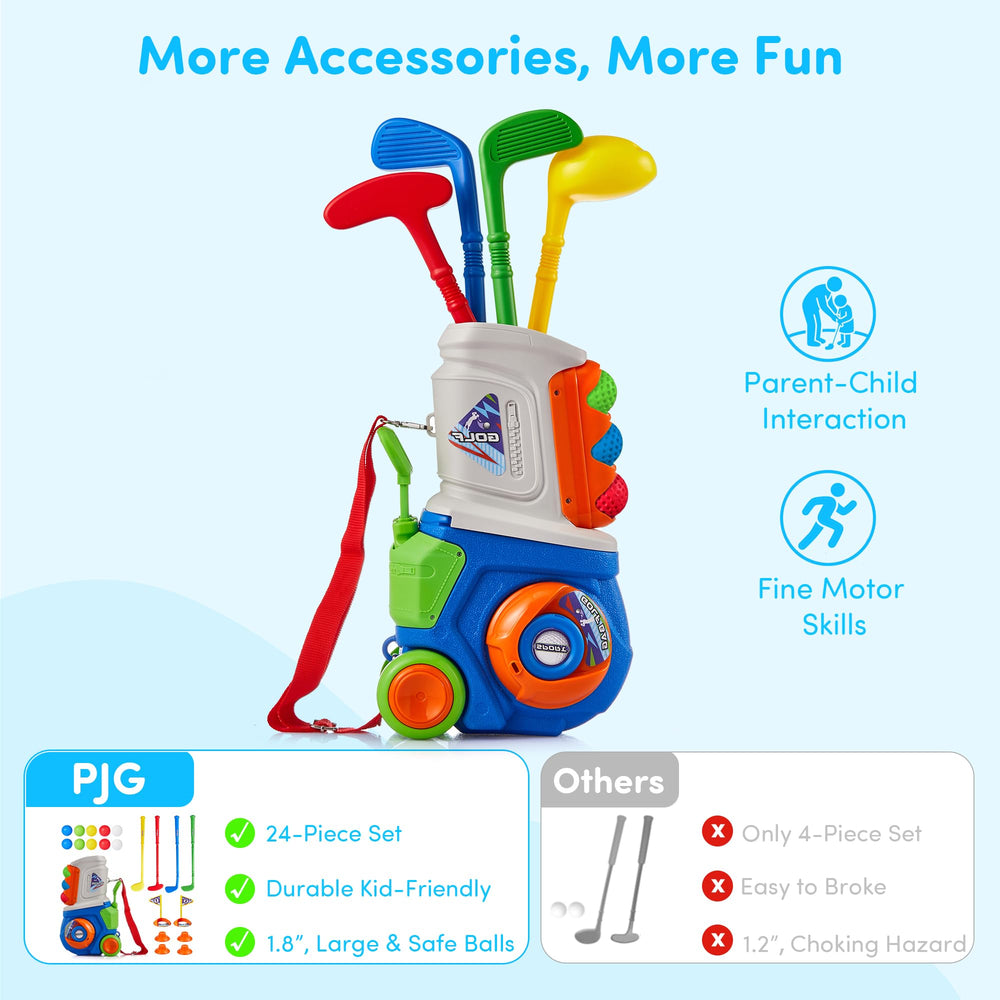 PJG Toddler Golf Set clubs with safe, kid-friendly grips