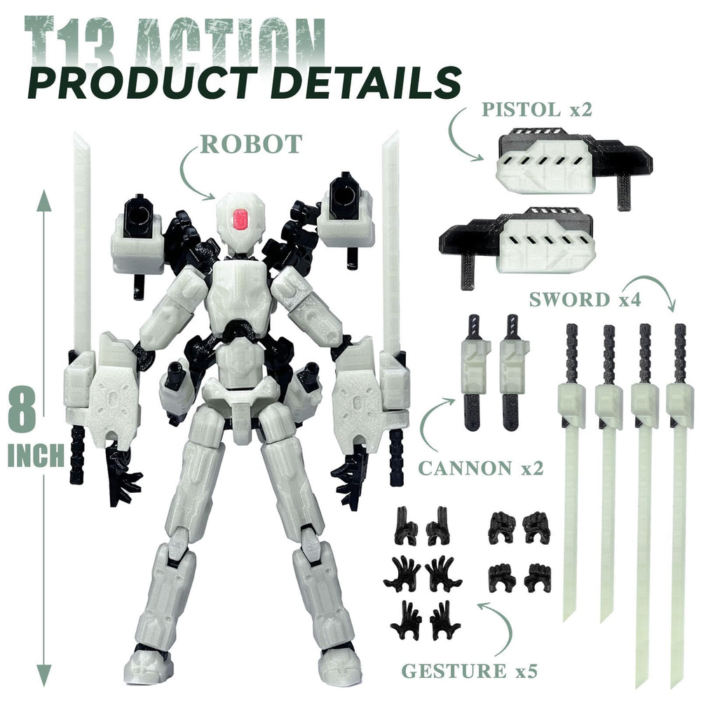 PkghoKids T13 includes three hands and four weapons for custom looks.