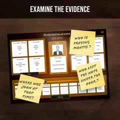 Platonia Games PROFILER envelopes and puzzles image hints at layered clues and twists