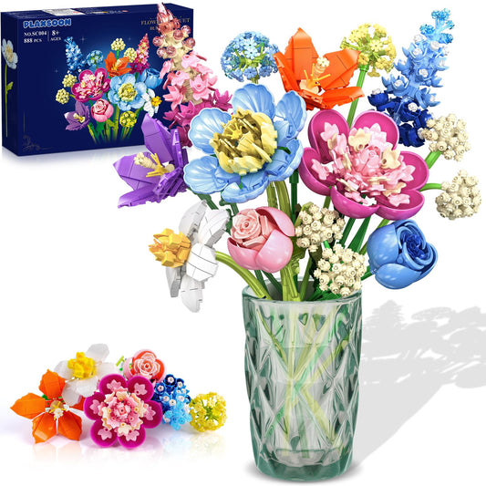 PLAXSOON Flower Bouquet Building Set offers a vivid arrangement for lasting home decor.