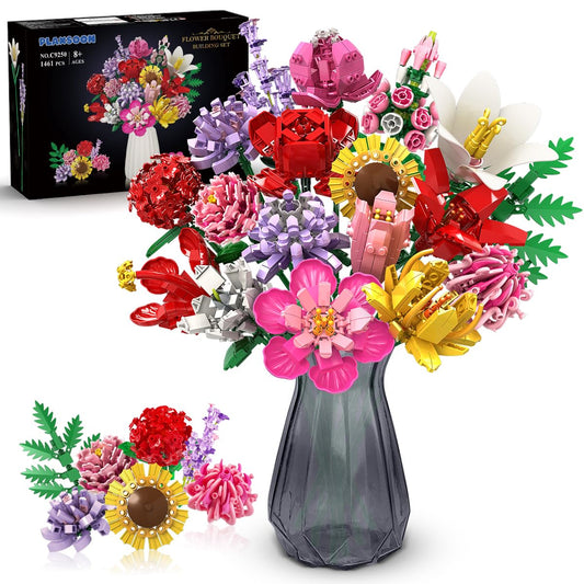 PLAXSOON bouquet-building-set with roses and sunflowers for vibrant home decor