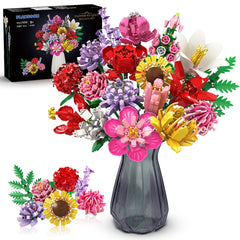 PLAXSOON bouquet-building-set with roses and sunflowers for vibrant home decor