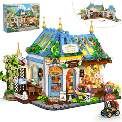 PLAXSOON Flower Café House with LED glow, ideal for cozy shelf display.