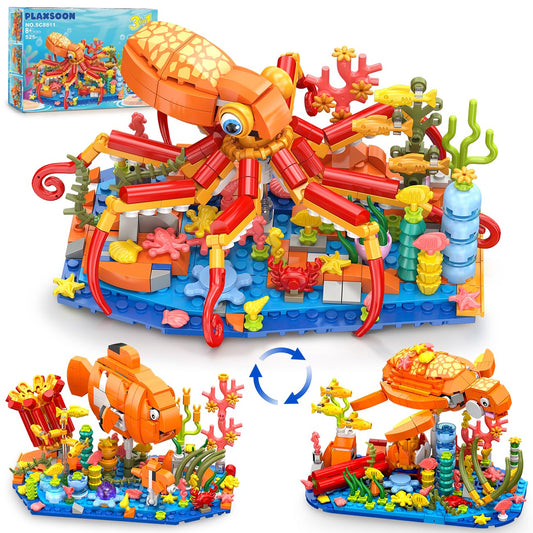 PLAXSOON octopus build with poseable tentacles for imaginative underwater play
