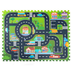 PLAY 10 city road interlocking tiles provide a safe crawling space.
