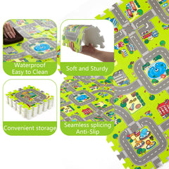 PLAY 10 School Zone tiles promote color, number, and shape recognition.