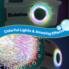 Play-Act bubble gun features a water tray for easy dipping