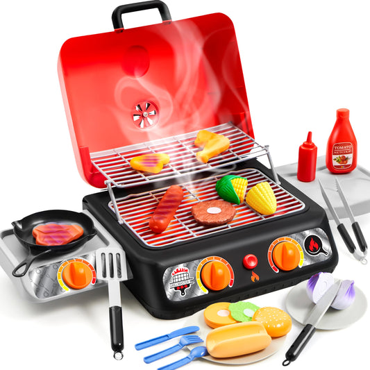 Play-Act Kids BBQ Grill Playset exterior view invites group pretend grilling